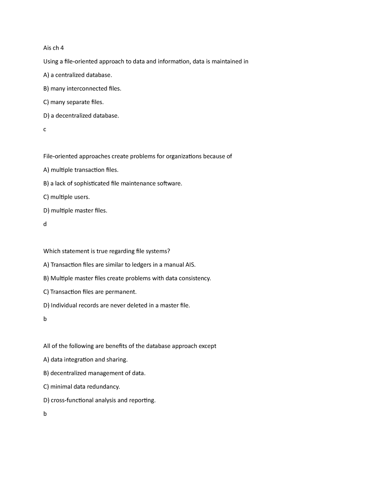 Ais Ch 4 - Notes - Ais Ch 4 Using A Ile-oriented Approach To Data And ...