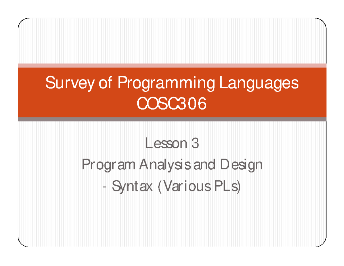 SPL Lesson 3 2017 - Department of computer science - Lesson 3 Program ...