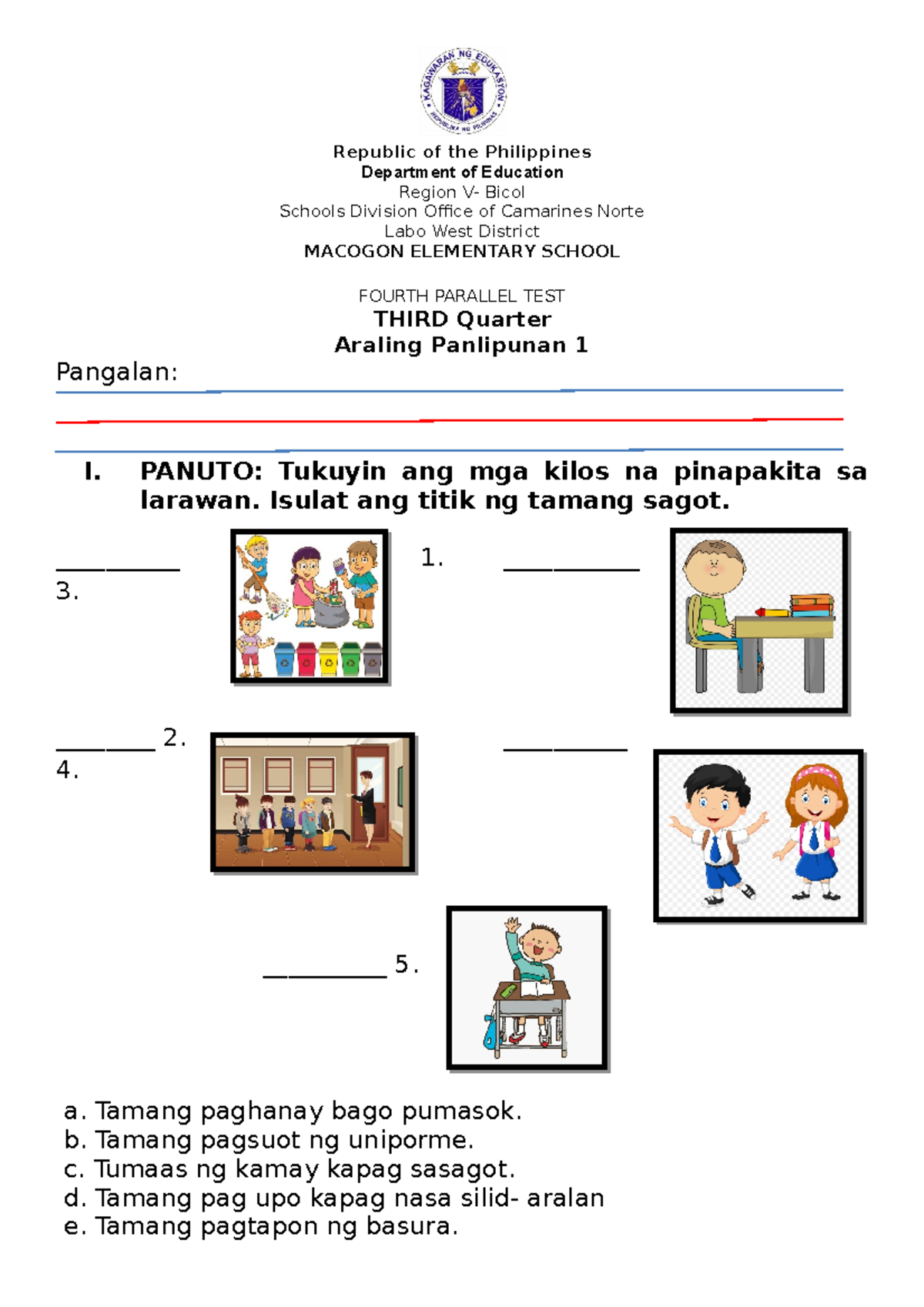 AP 4TH Parallel 3Q - Sample practice test - Republic of the Philippines ...