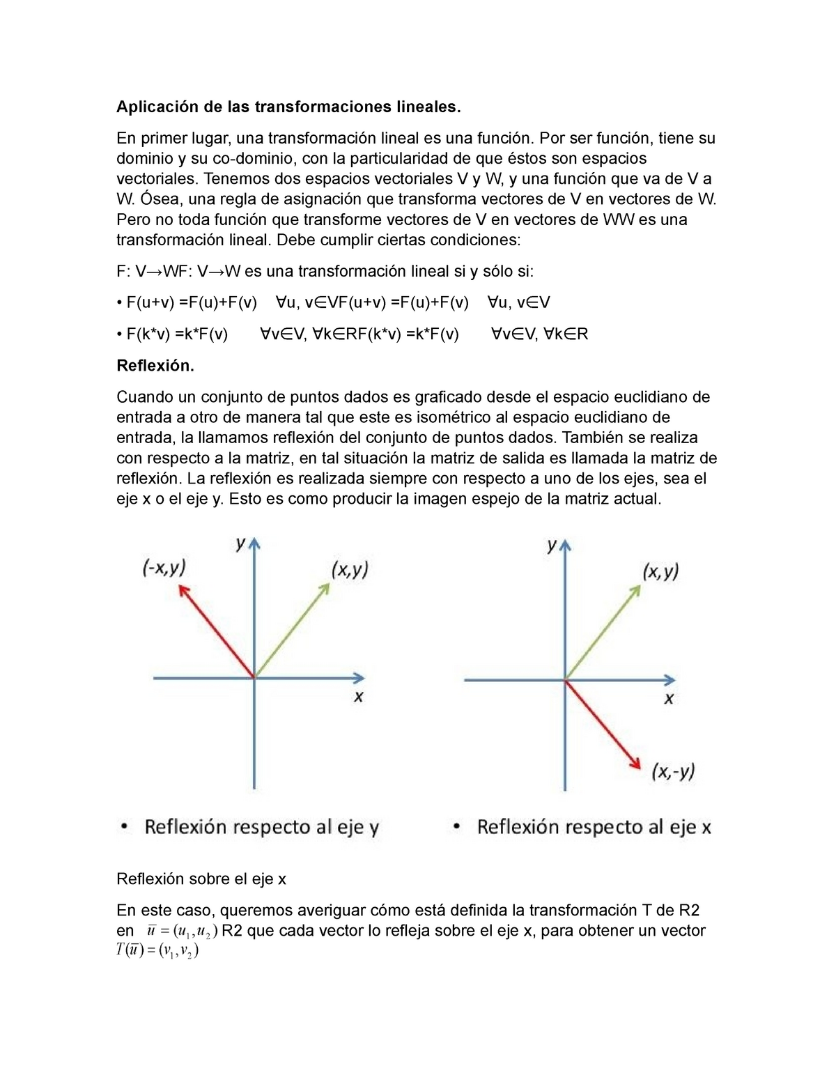 Aplicación De Las Transformaciones Lineales En Primer Lugar Una Transformación Lineal Es Una 9295