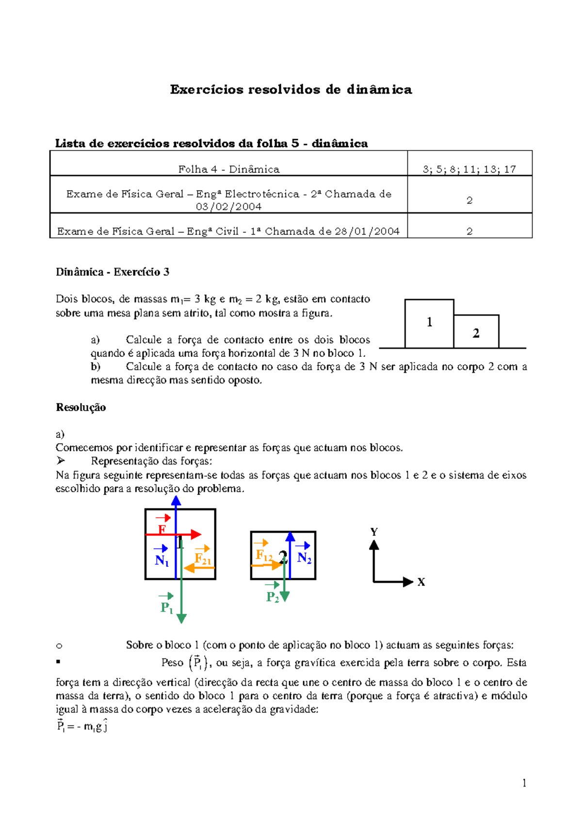 Folha 5-Dinamica-Exercicios Resolvidos - Exercícios resolvidos de ...