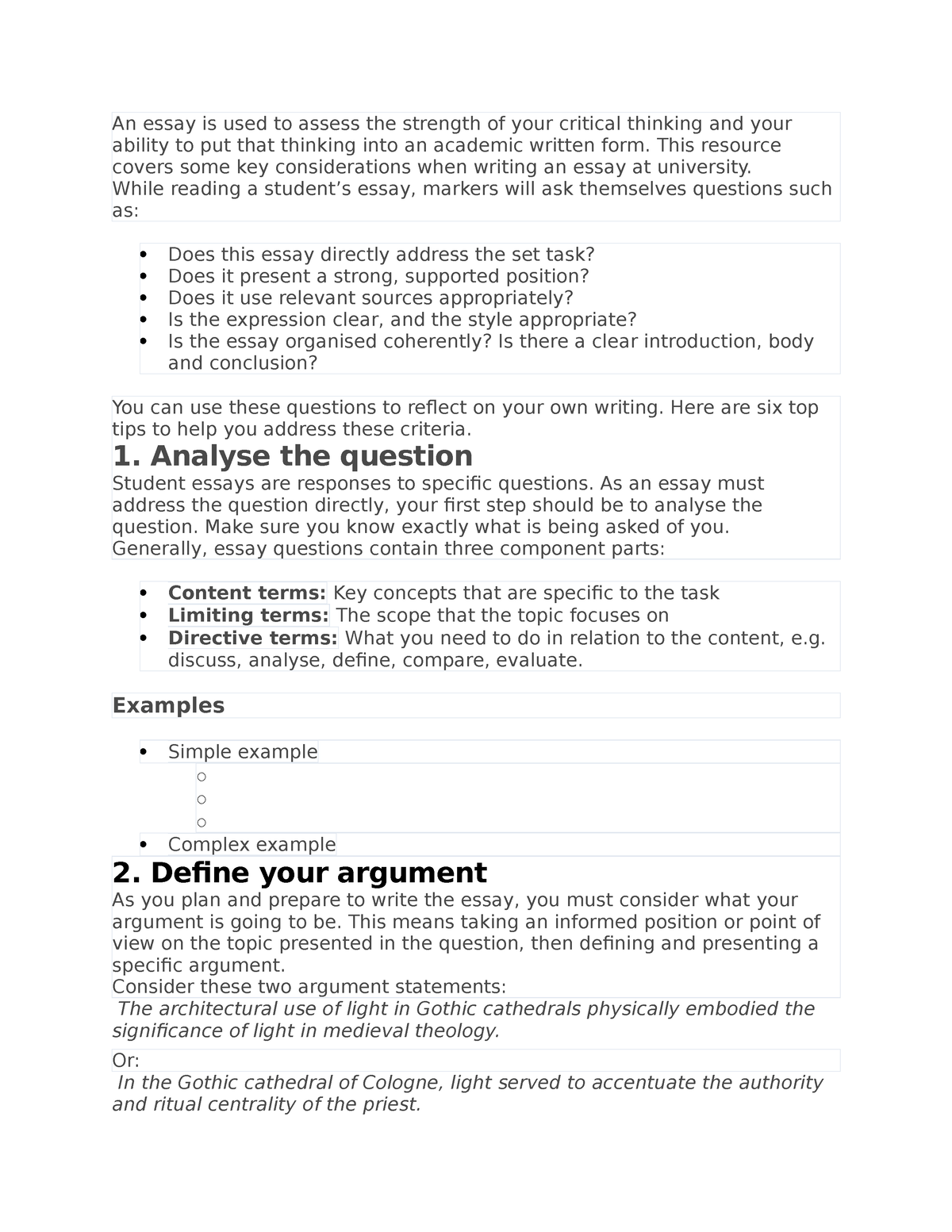 how to assess an essay