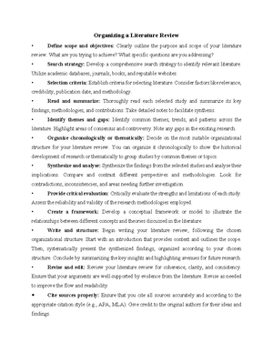 Evaluating Sources for a Literature Review - Evaluating Sources for a ...