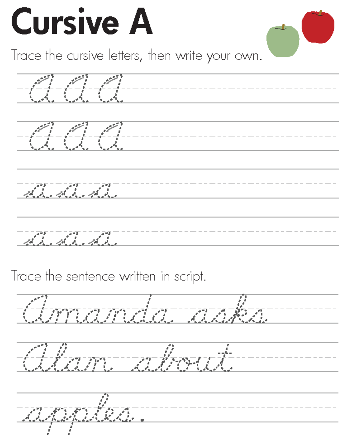 Cursive-handwriting-worksheets - Cursive A Trace the cursive letters ...