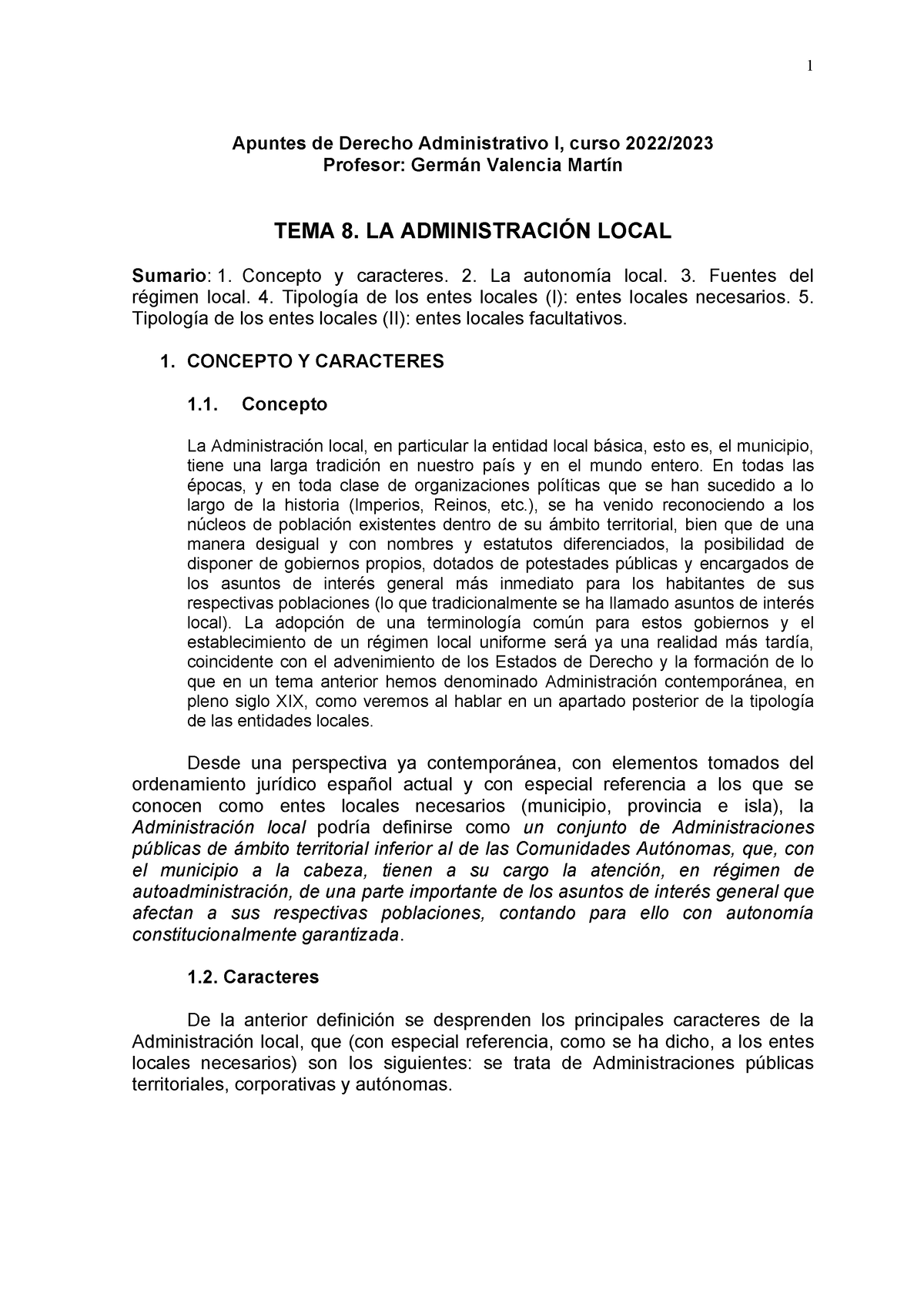 Tema 8. La Administración Local - Apuntes De Derecho Administrativo I ...