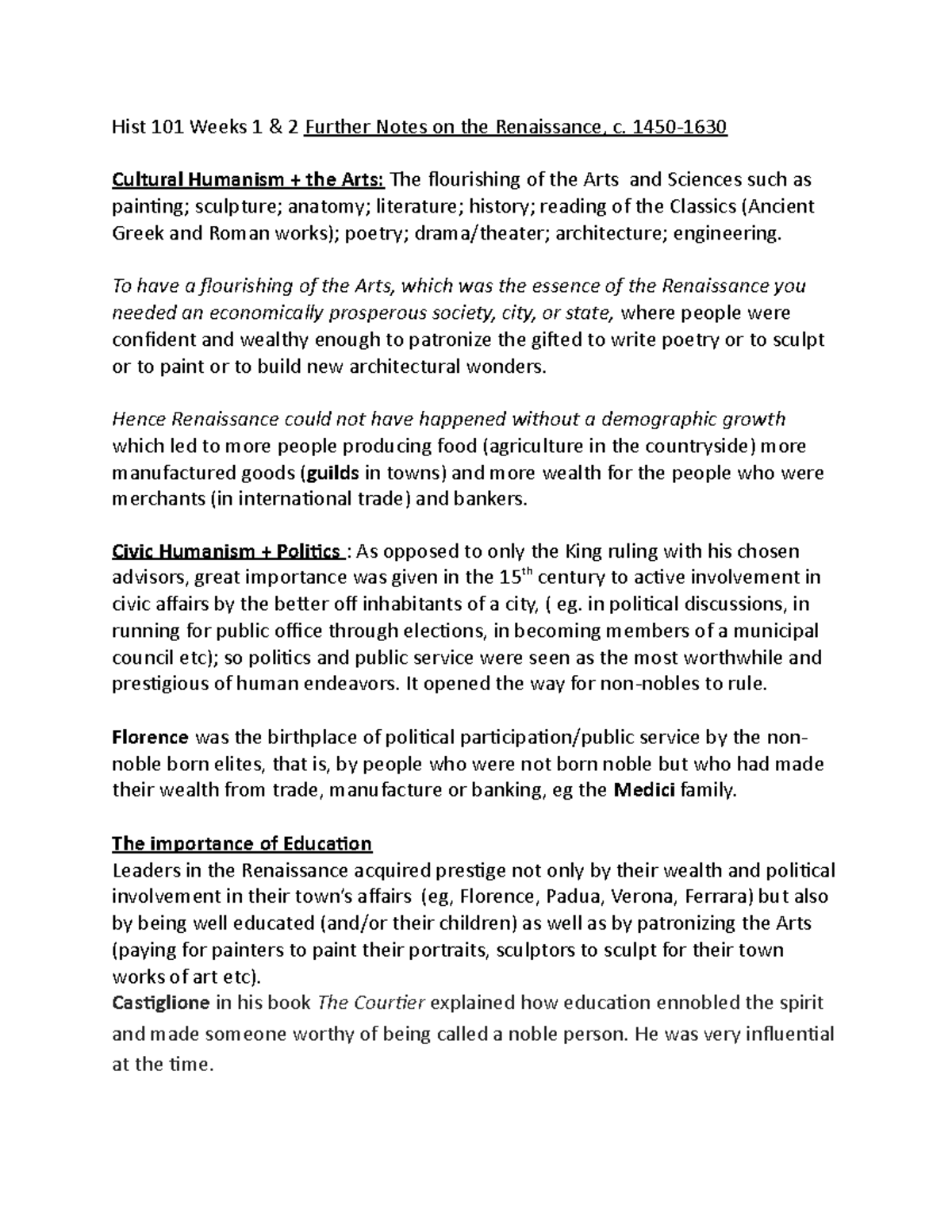 Week 2 further notes - week 2 continued - Hist 101 Weeks 1 & 2 Further ...