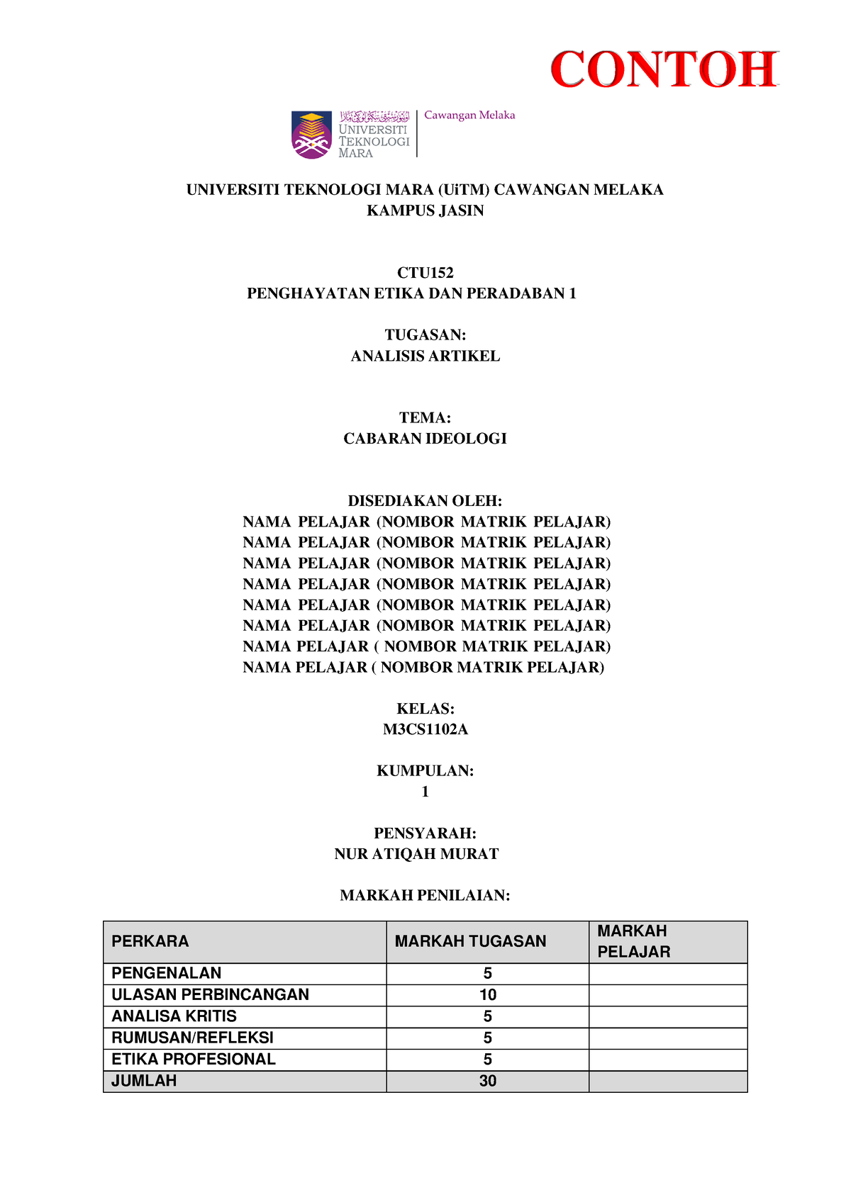 Contoh Ulasan Artikel CTU152 - UNIVERSITI TEKNOLOGI MARA (UiTM ...