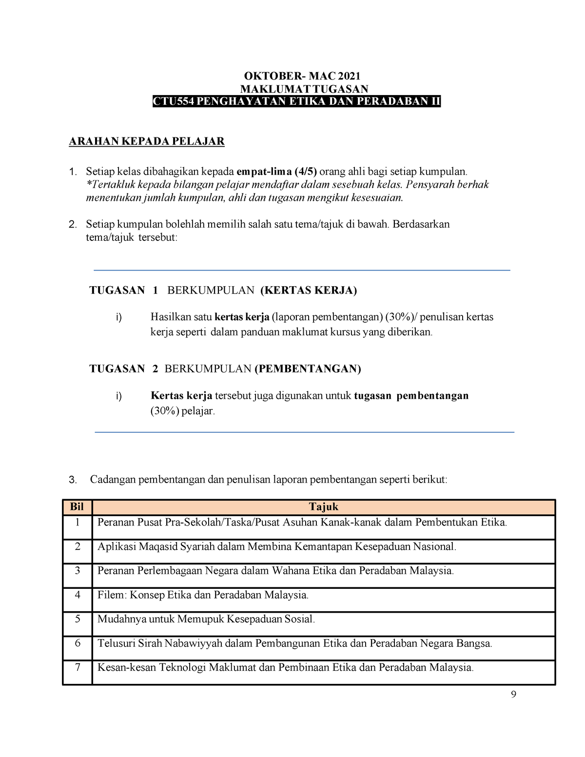 contoh assignment ctu554 uitm