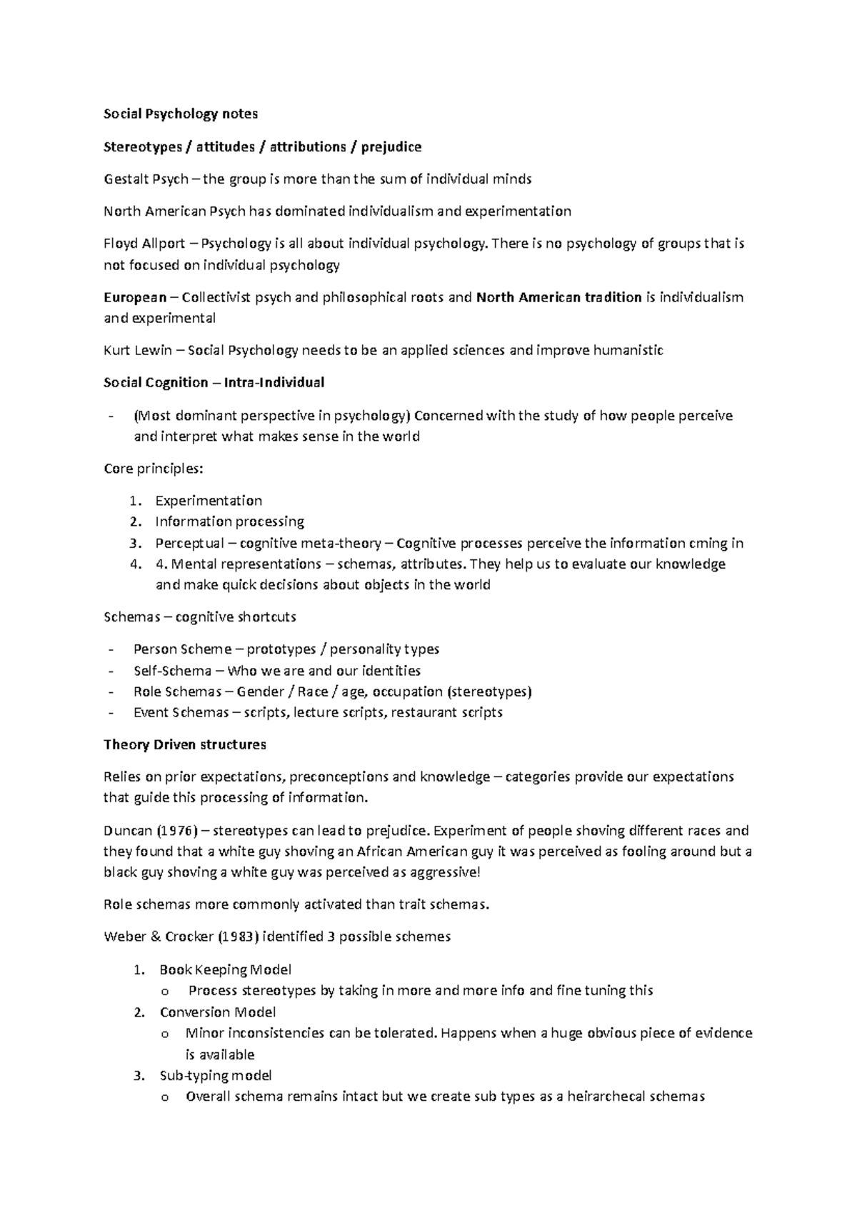 Social Psychology notes - Social Psychology notes Stereotypes ...