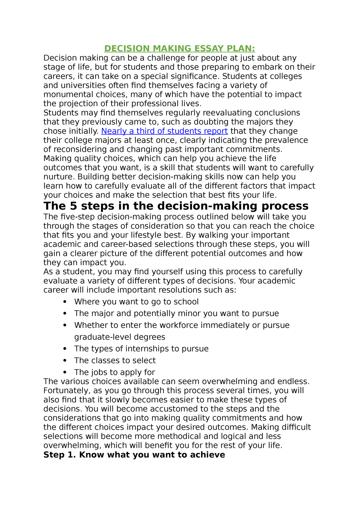 what is decision making essay
