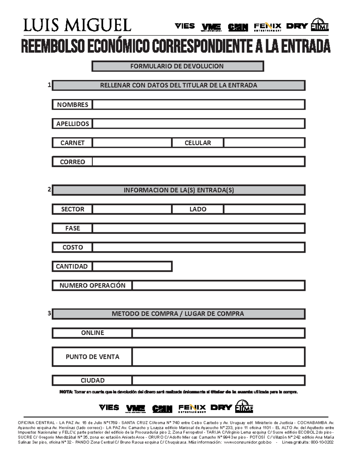 Return-form - 1 NOMBRES APELLIDOS CARNET CELULAR CORREO 2 SECTOR LADO ...