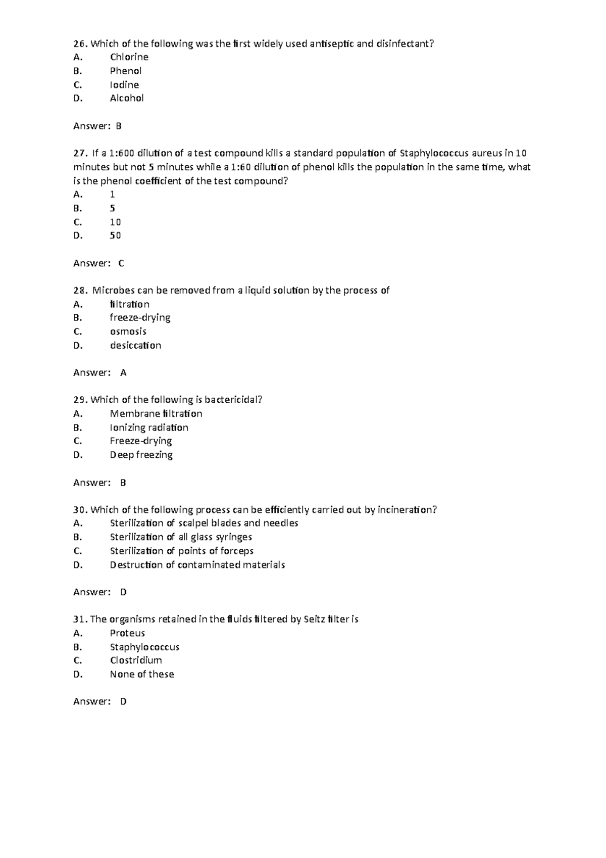 Mcq3 - 26. Which Of The Following Was The First Widely Used Antiseptic 