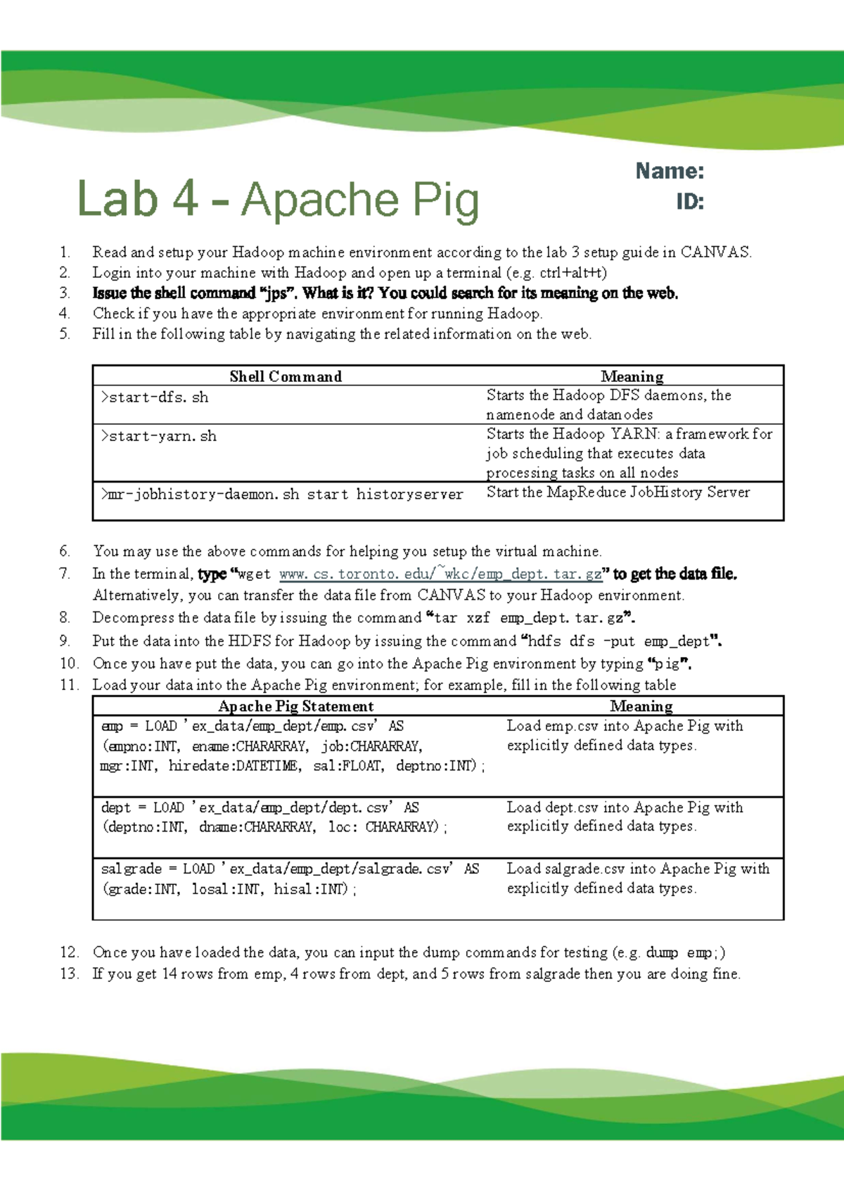Apache pig lab - Read and setup your Hadoop machine environment ...