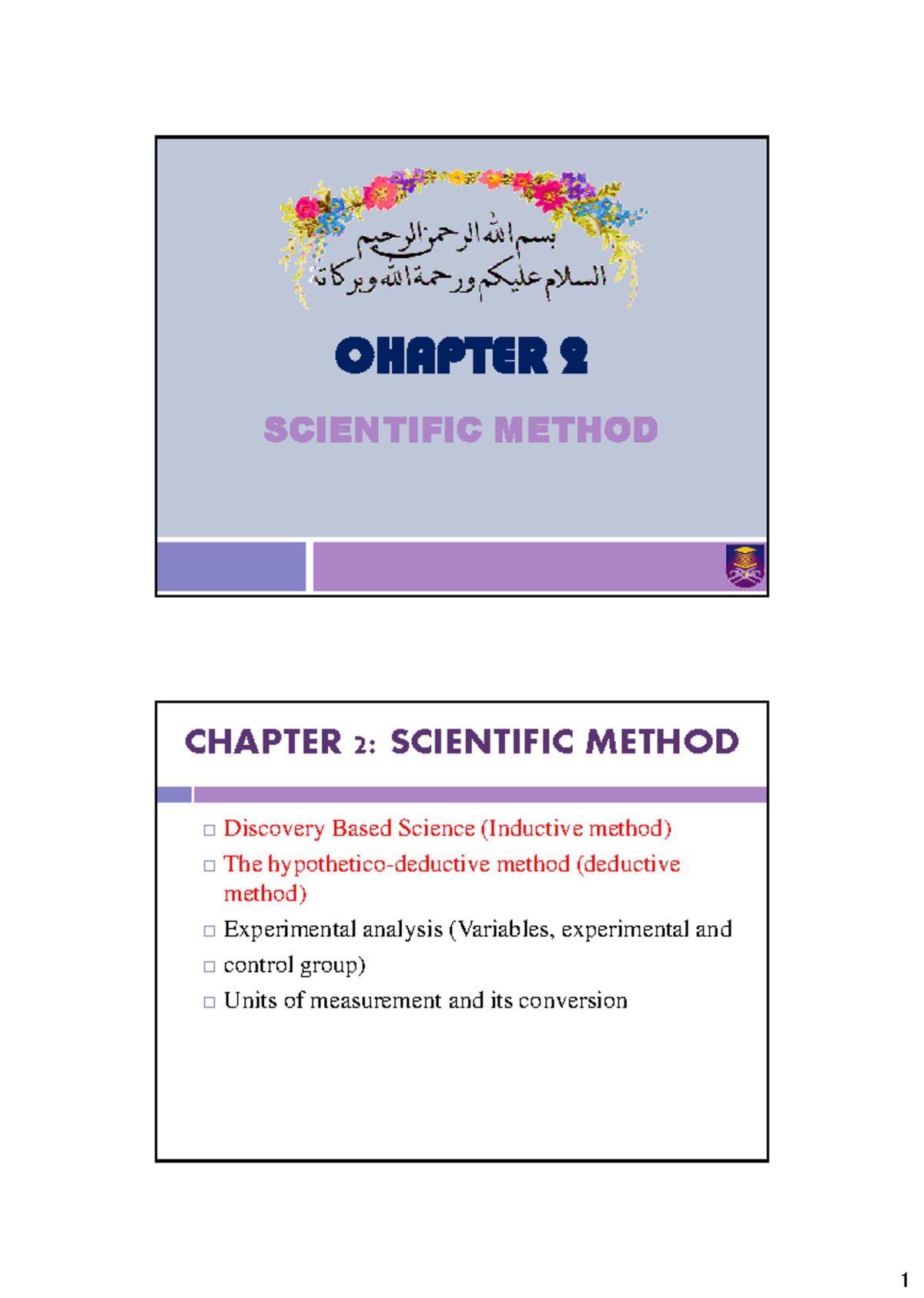 Chapter 2 Scientific Method (PART 1) - SCIENTIFIC METHOD CHAPTER 2 ...