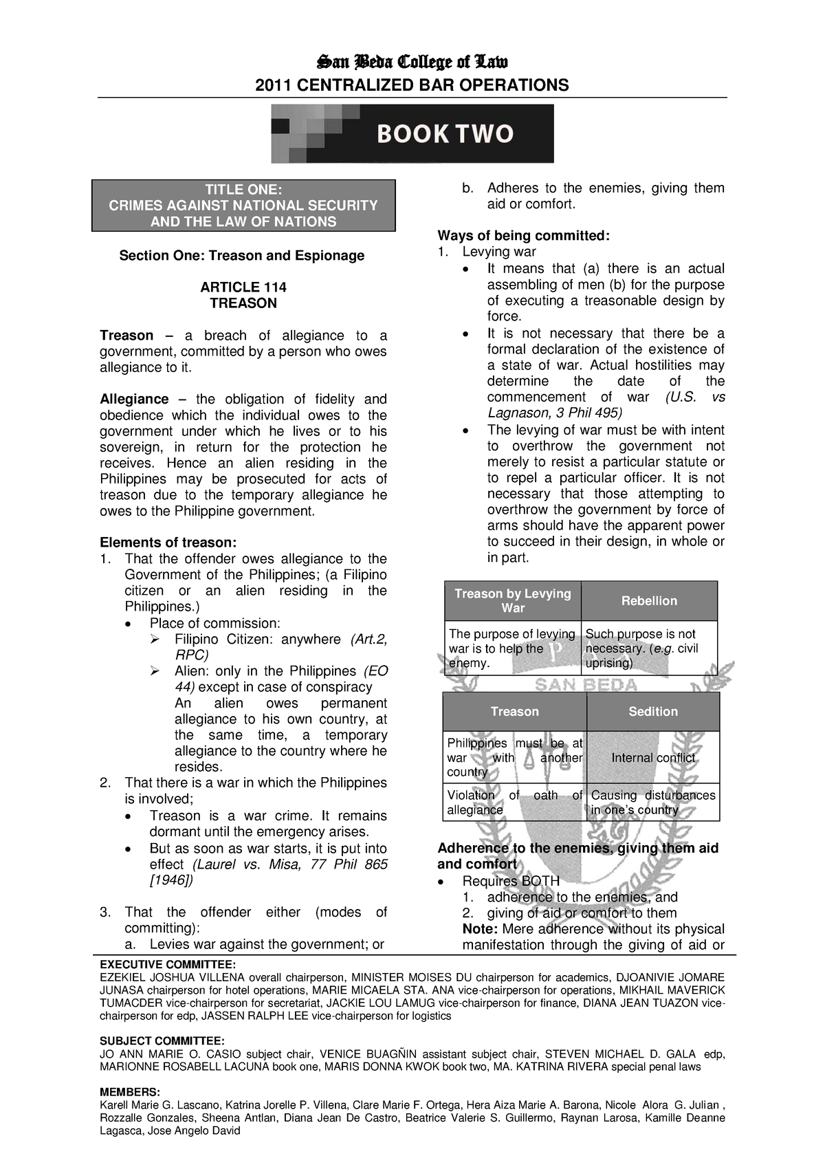 San Beda College Of Law 2011 Centralized - San Beda College Of Law 2011 ...