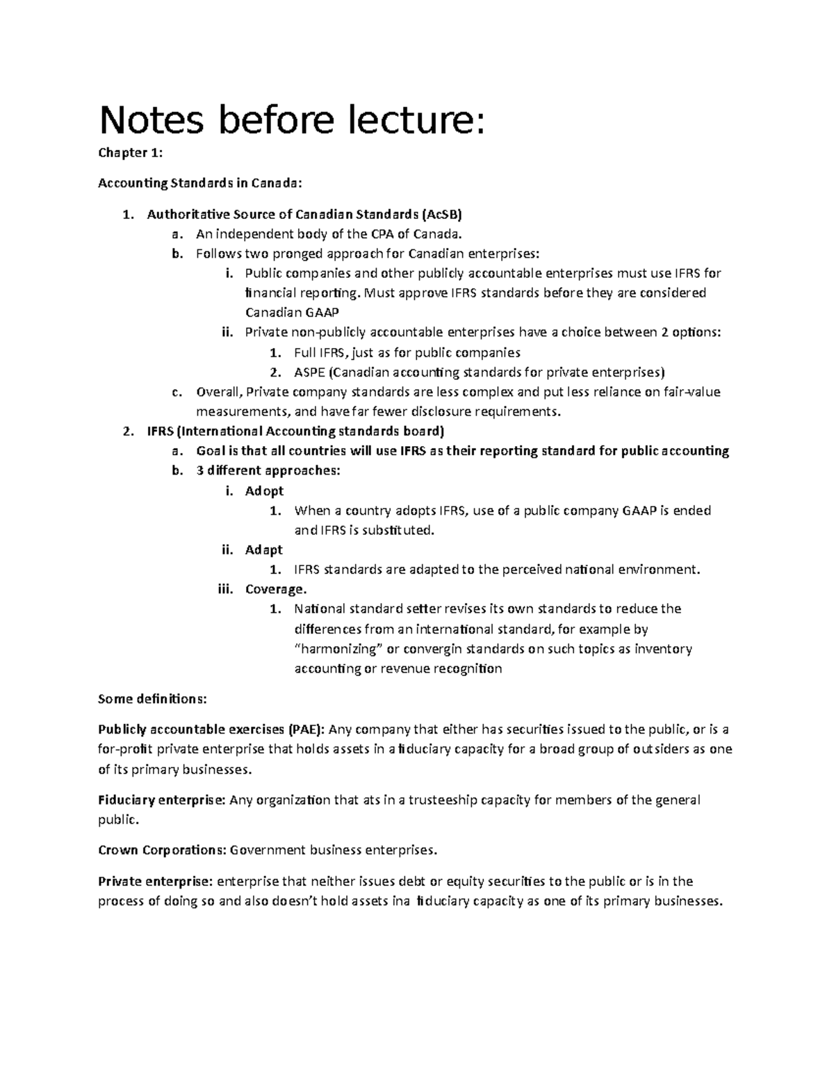 Week 1 - AFA100 Introductory to accounting notes - Notes before lecture ...