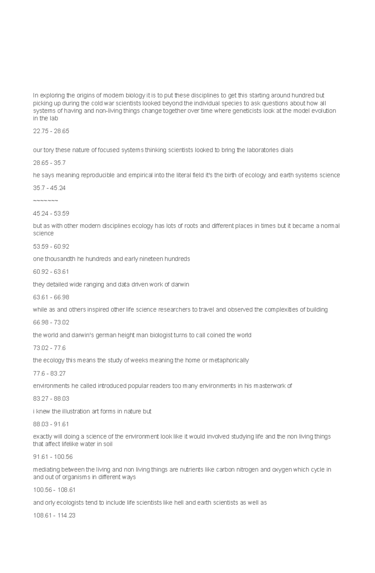 Crash course History of ecology In exploring the origins of modern biology it is to put