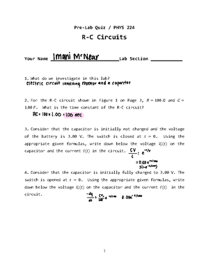 Phys 224 lab 2 - lab - Shayleigh Smith Lab 2: Electric Field in ...