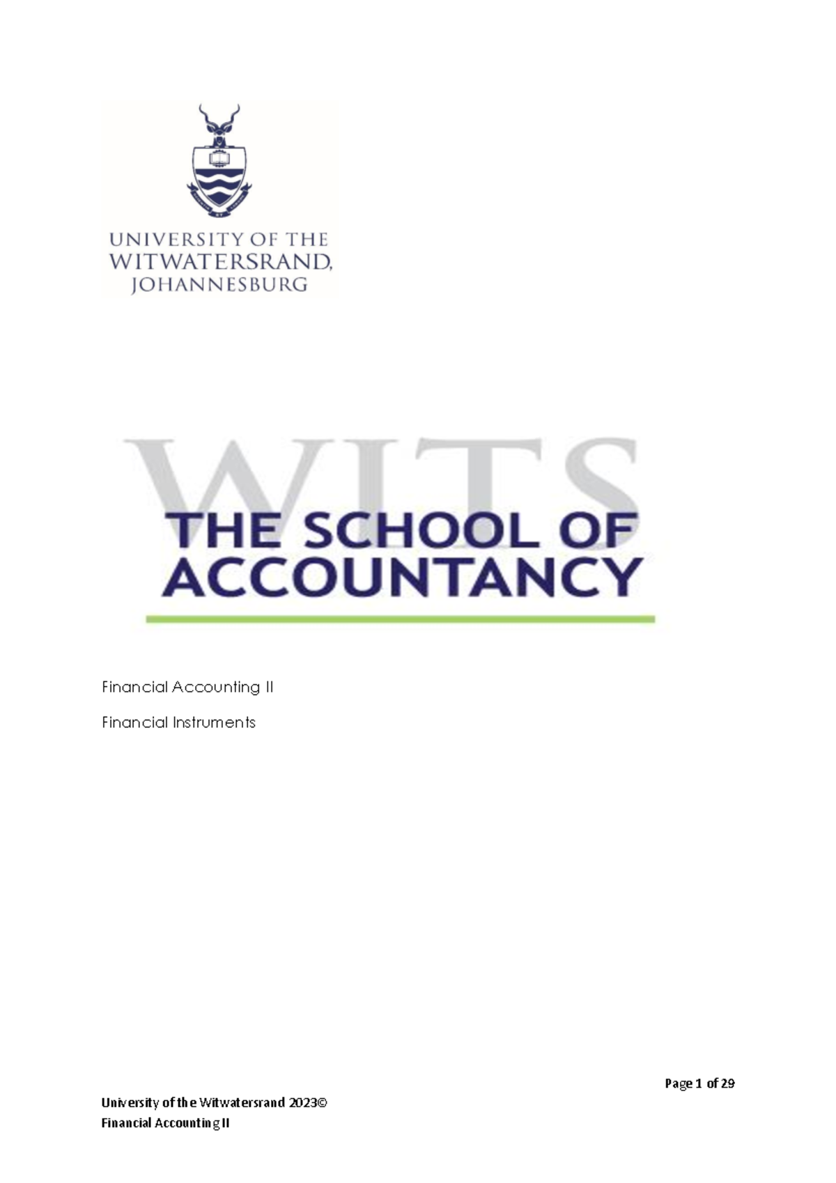 IFRS 9 notes 2023 ifrs 9 Page 1 of 29 University of the