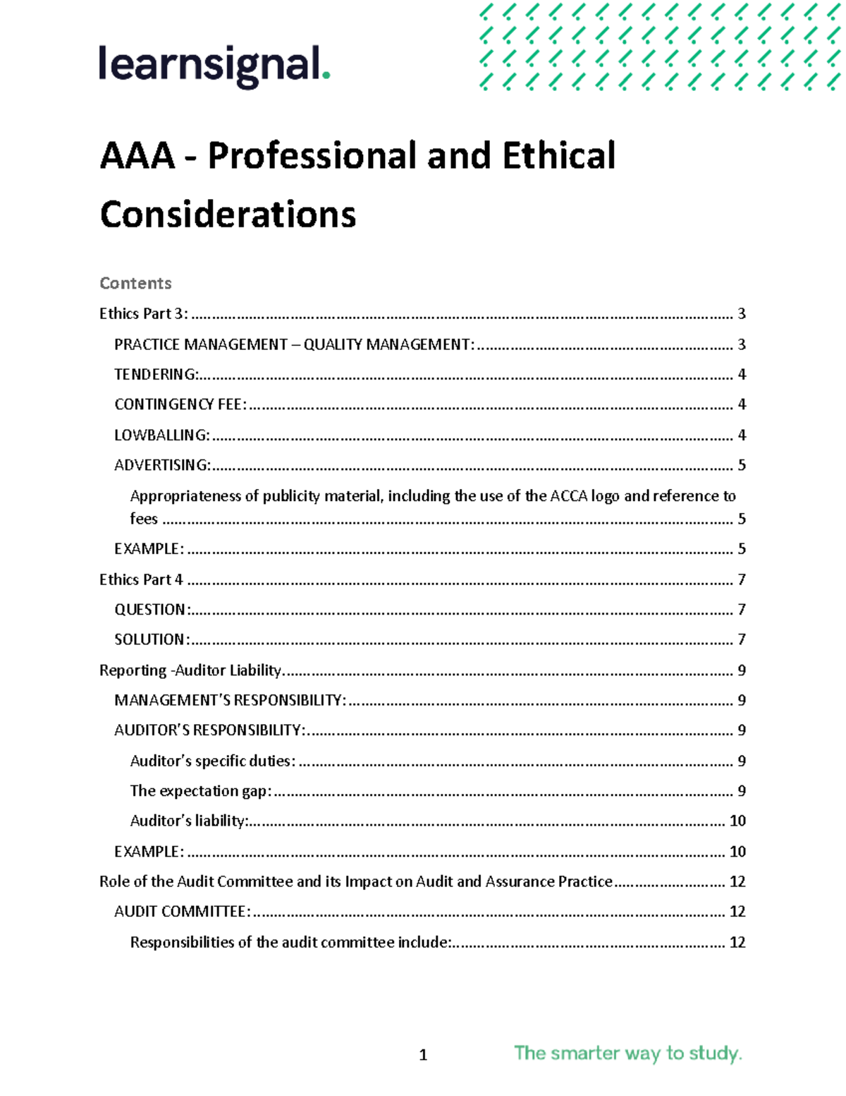 M2. Auditor Liability - Audit Notes - AAA - Professional and Ethical ...