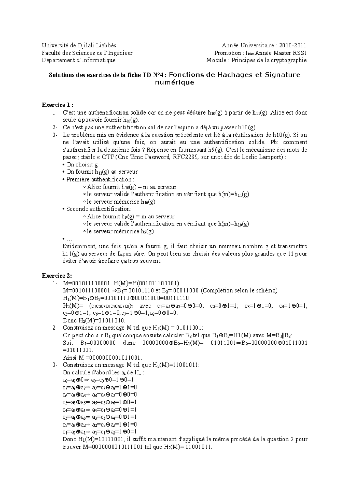 Solution TD4 - par pr faroune - Université de Djilali Liabbès Année ...