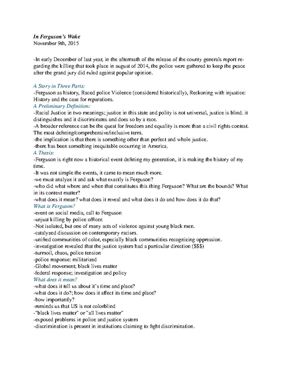 History 5 In Ferguson's Wake In Ferguson’s Wake November 9th, 2015