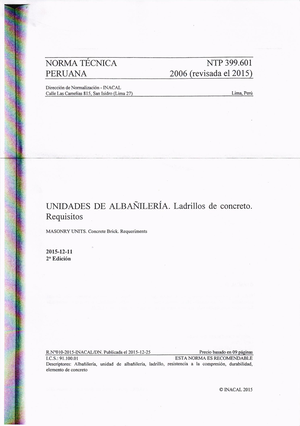 NTP 399.604,2002 Unidades De Albañileria. Metodo De Muestreo Y Ensayo ...