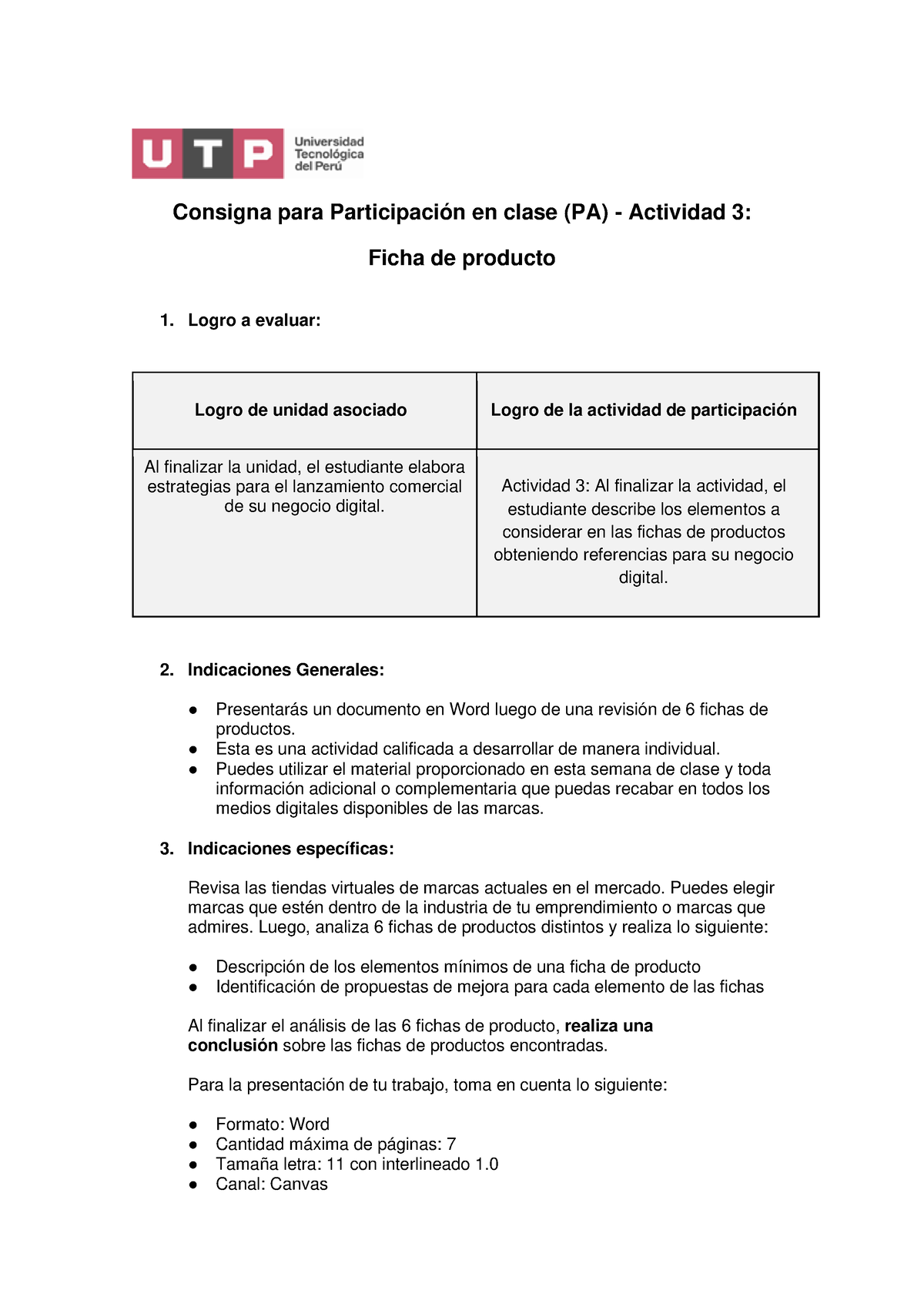 PA3 - Tarea Académica - Consigna Para Participación En Clase (PA ...