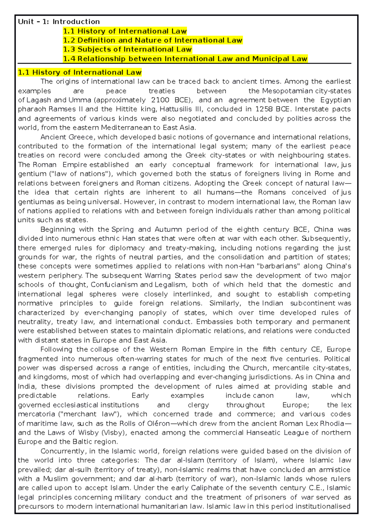 6.2 Public International Law - Unit – 1: Introduction 1 History of ...