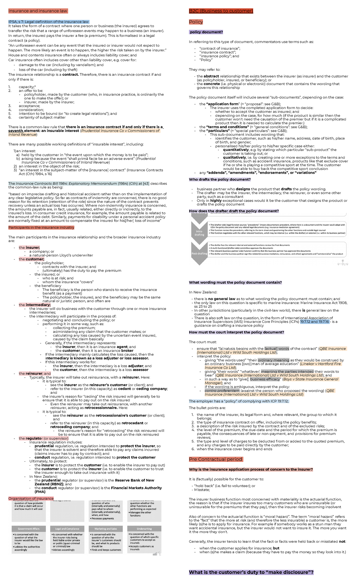Exam Preparation - condensed notes revision material only - Insurance ...