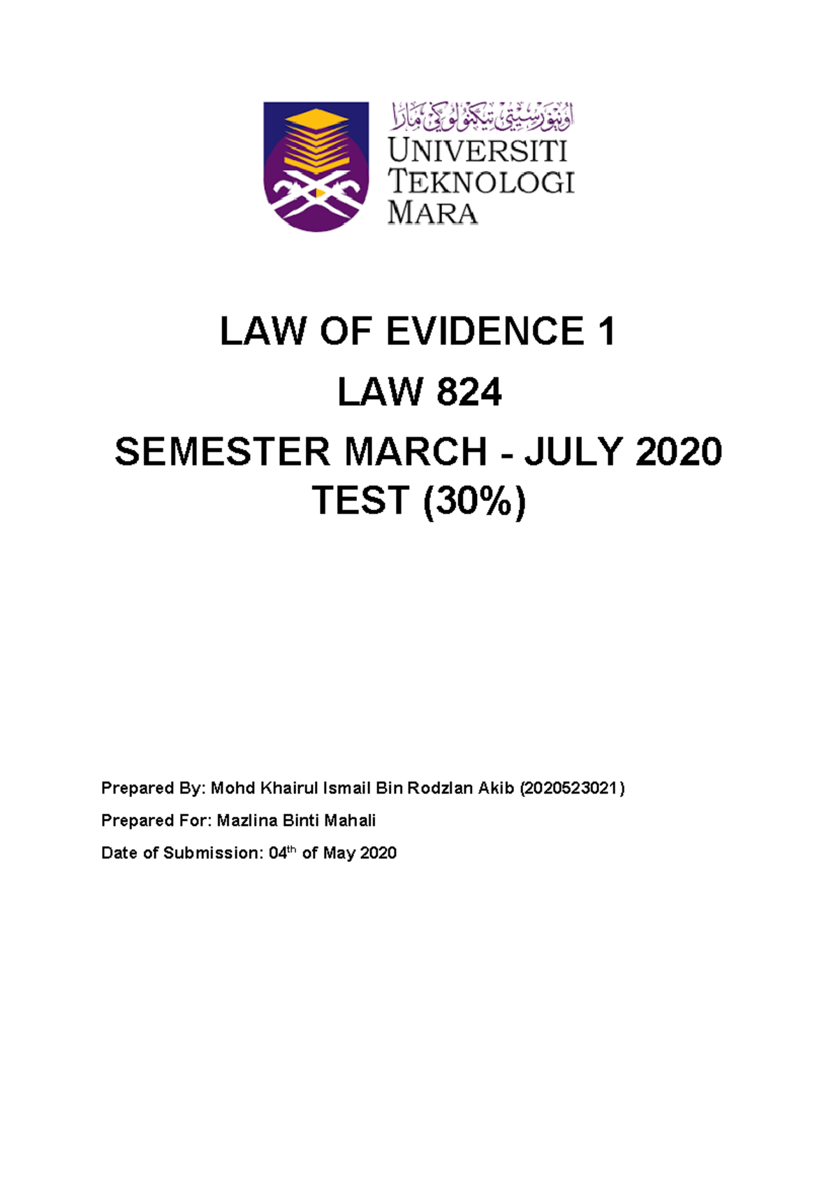 Law Of Evidence 1 Some Good Content Law Of Evidence 1 Law 824
