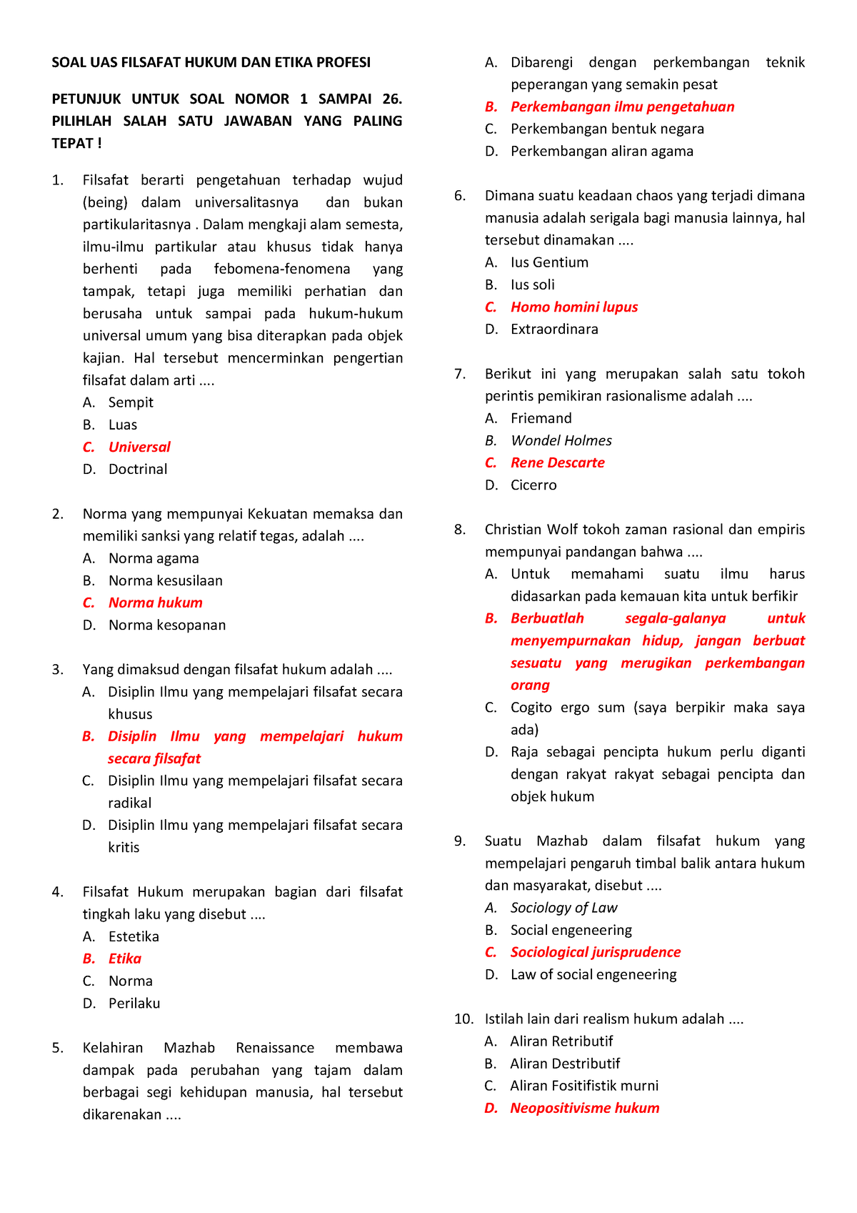 01.B. SOAL UAS Filsafat Hukum DAN Etika Profesi - SOAL UAS FILSAFAT ...