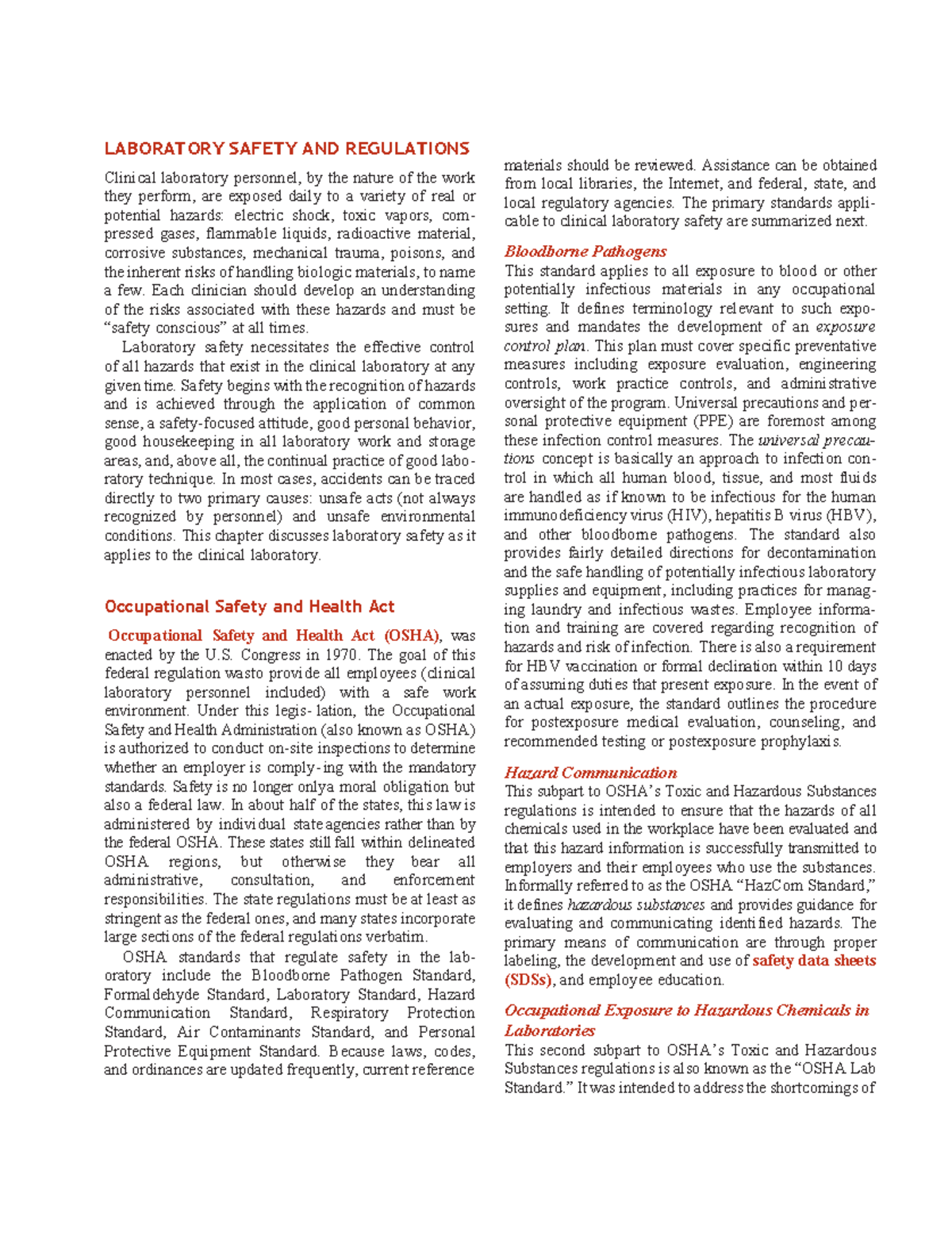Laboratory Safety AND Regulation LABORATORY SAFETY AND REGULATIONS