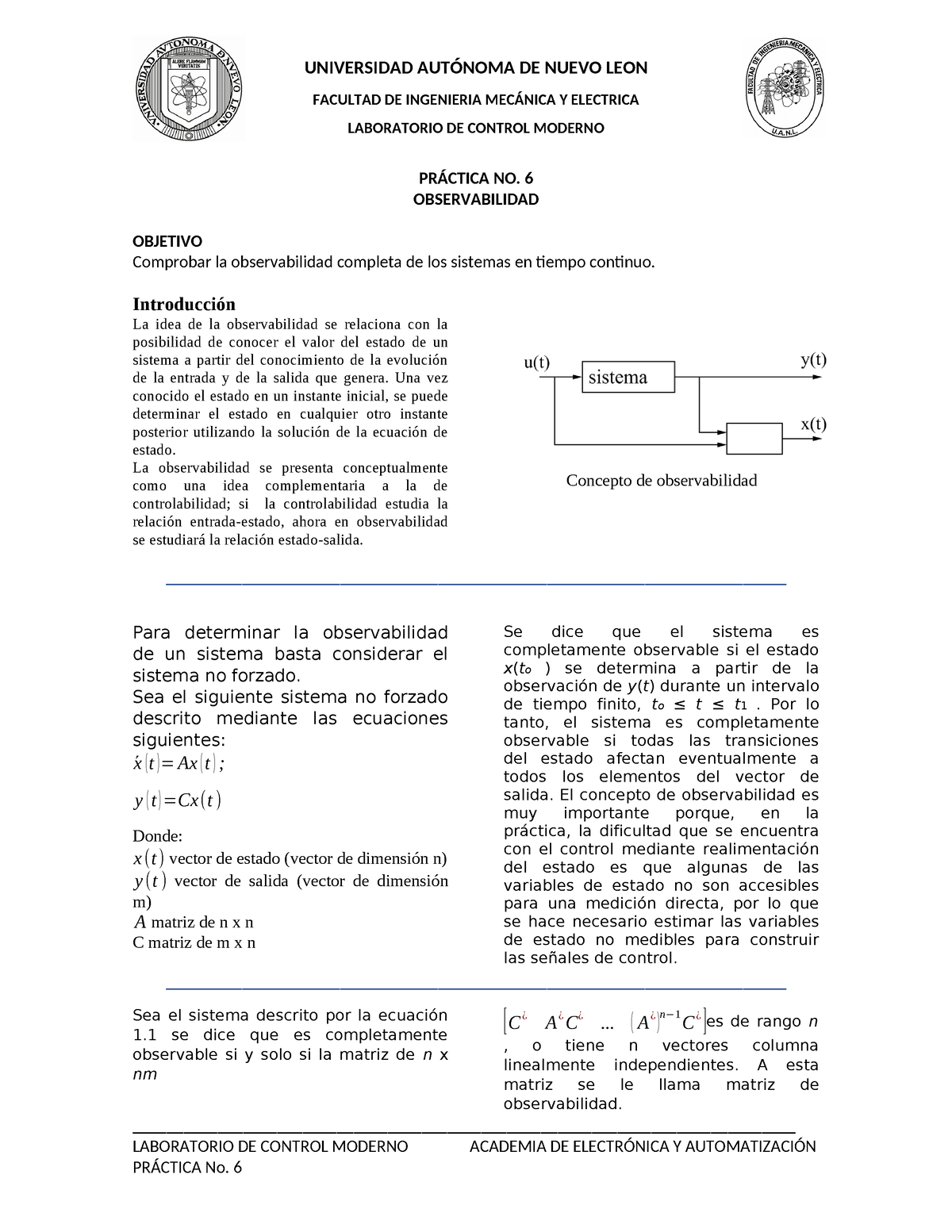 6 Cm Scilab 2020 Practica De Control Moderno Universidad AutÓnoma De Nuevo Leon Facultad De 2975