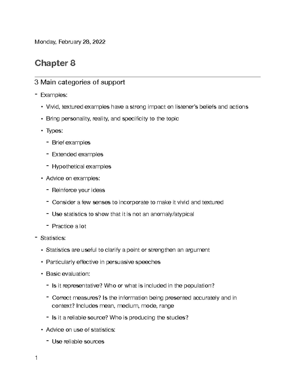 Speech Lecture 228 Monday, February 28, 2022 Chapter 8 3 Main