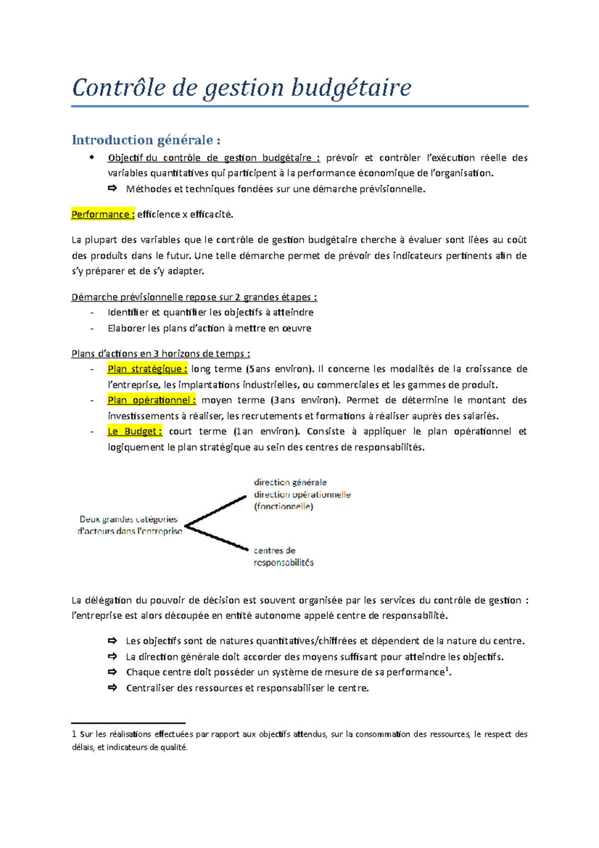 Controle De Gestion Budgétaire - De Gestion Introduction : Objectif Du ...