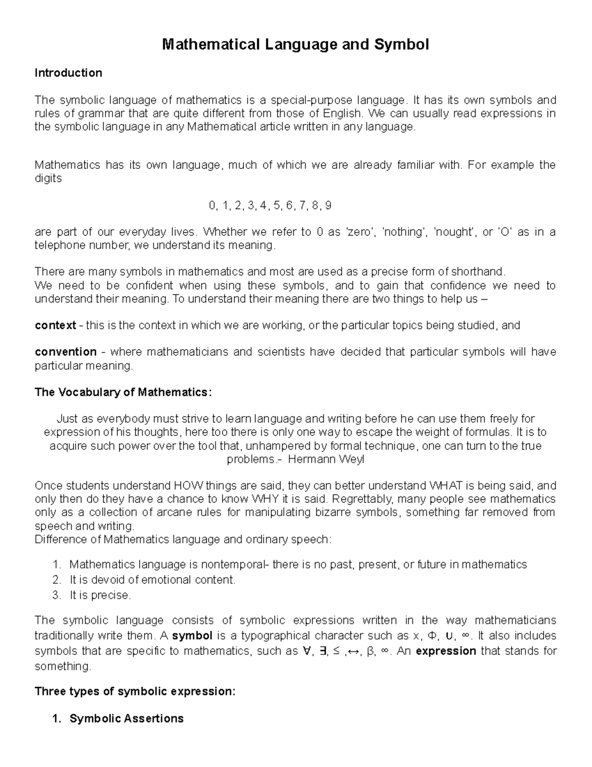 Mathematical Language and Symbol - Mathematical Language and Symbol ...