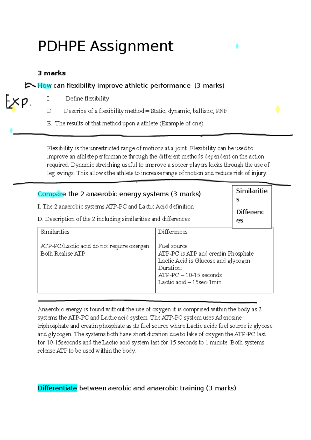 Pdhpe AT1 - Exam questions - PDHPE Assignment 3 marks How can ...