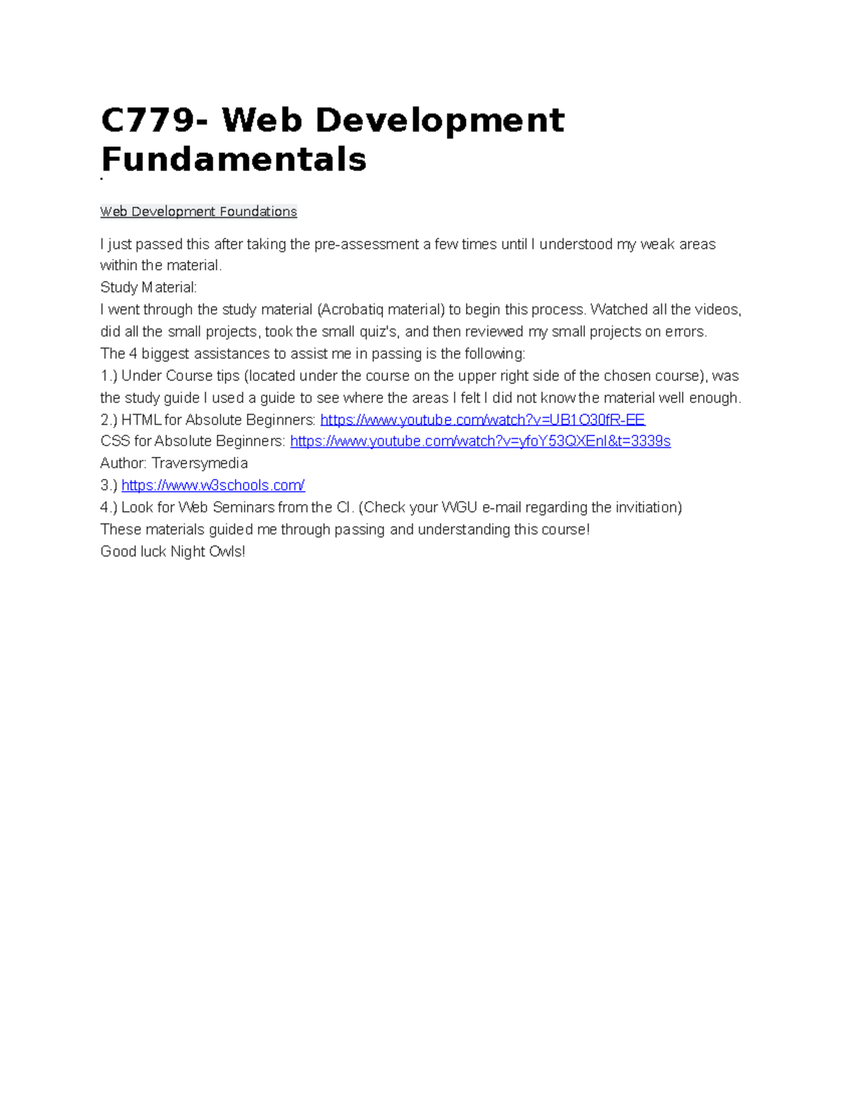 C779 - Set Up - C779- Web Development Fundamentals Web Development ...