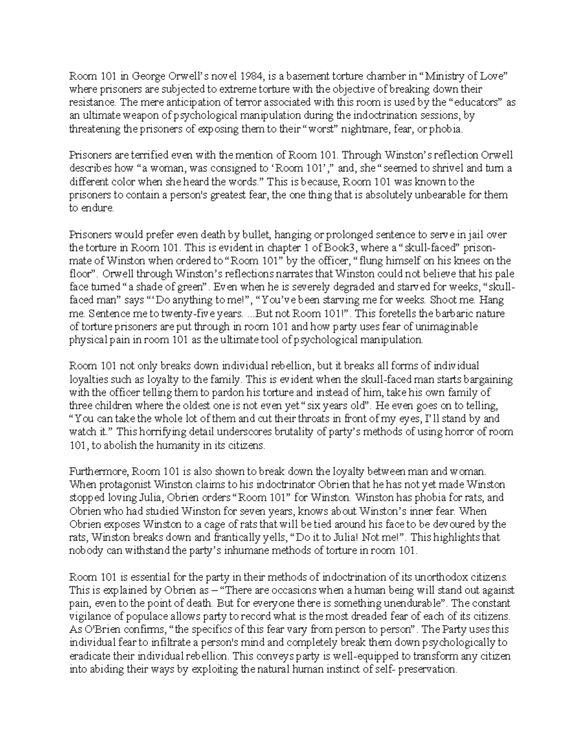 ROOM1011984 Room 101 in Orwell’s novel 1984, is a basement