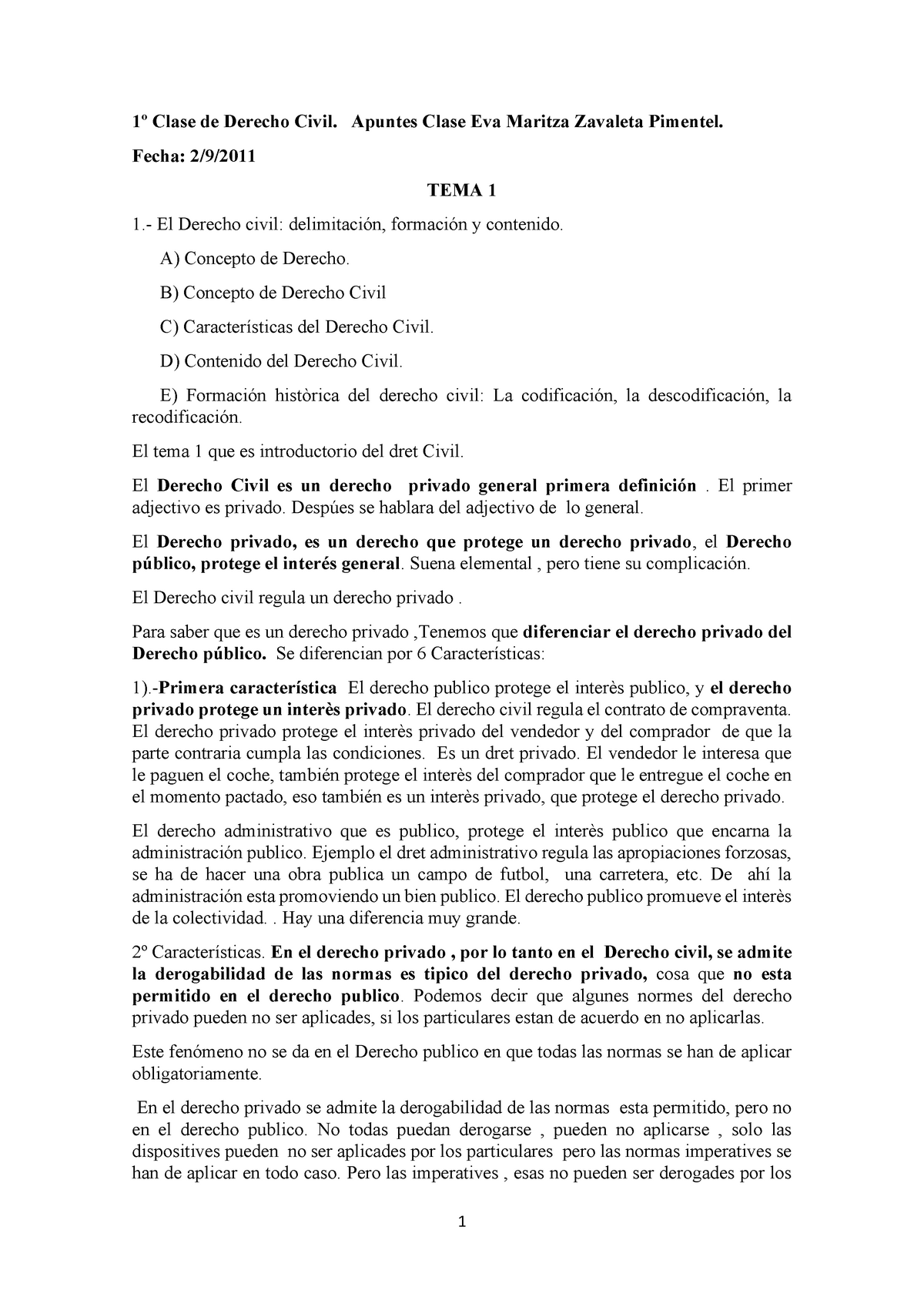 TEMA 1 DRET Civil EVA - Lecture Notes Tema 1 - 1º Clase De Derecho ...