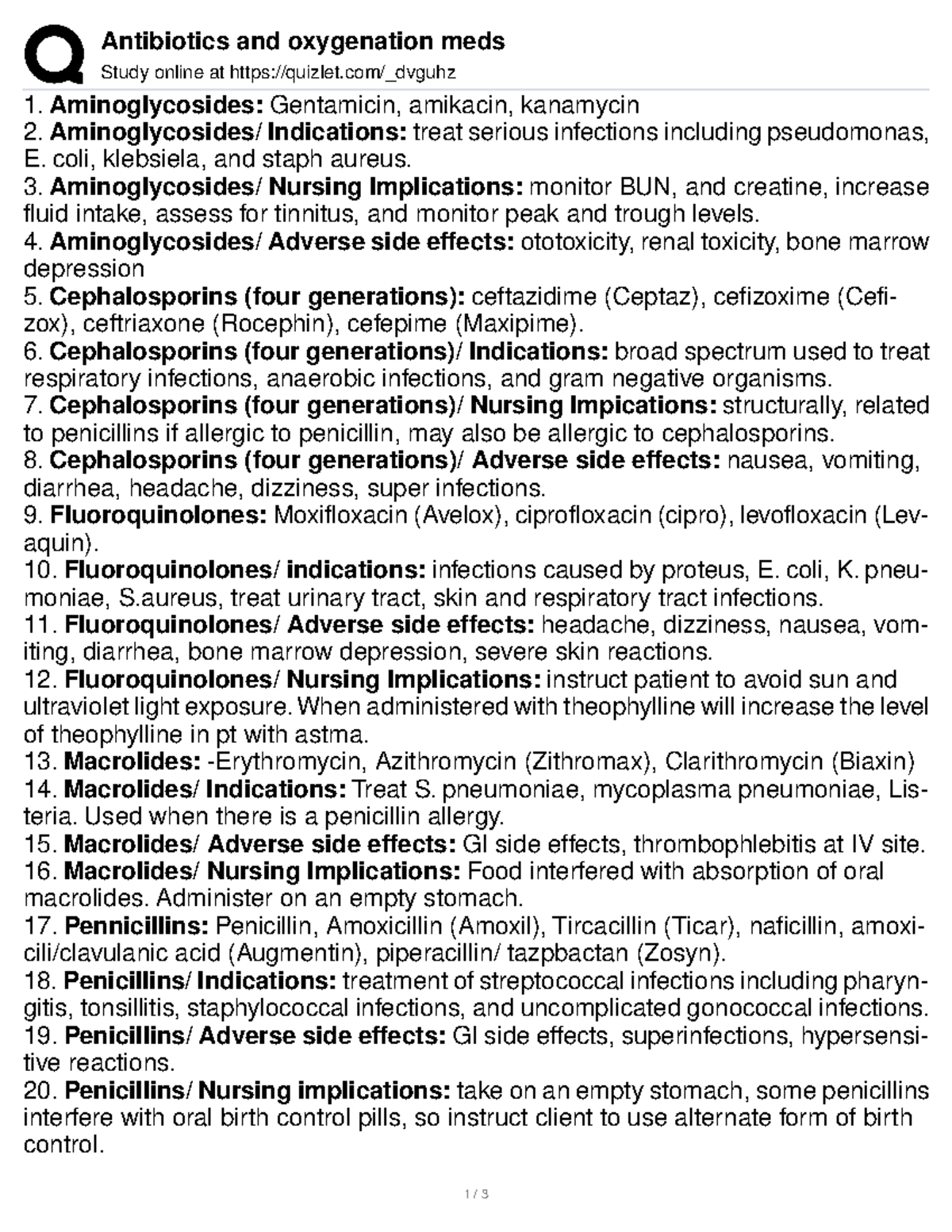 Unknown2 OXYGEN Antibiotics and oxygenation meds Study online at