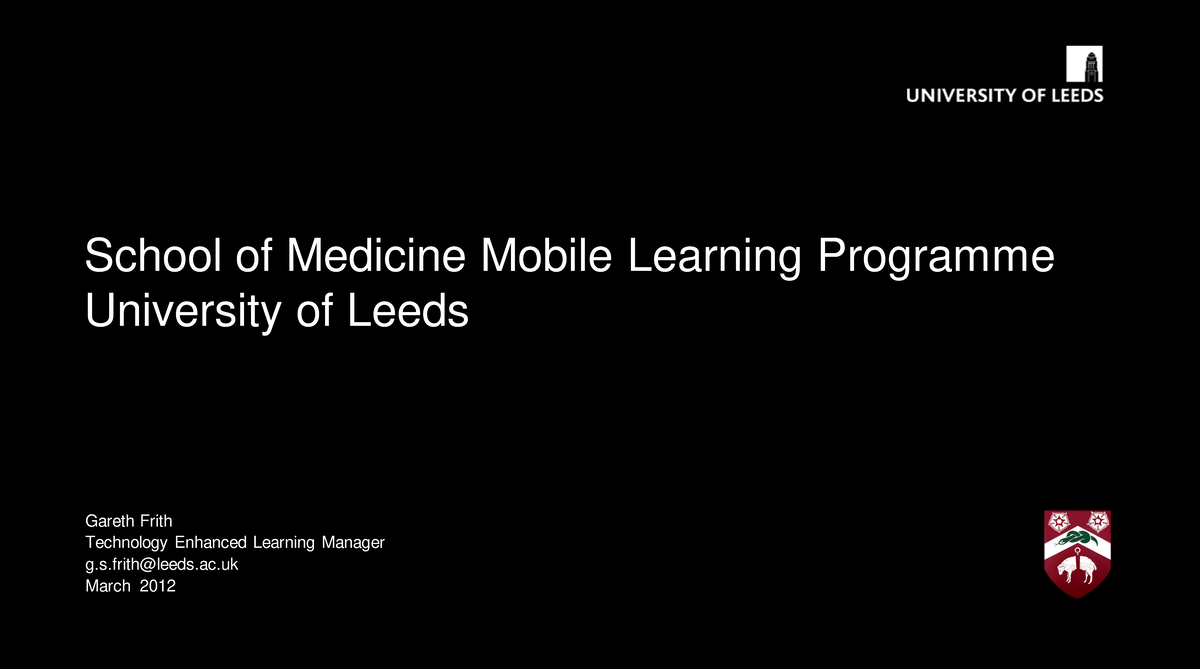 Gf19042012 aaaa School of Medicine Mobile Learning Programme
