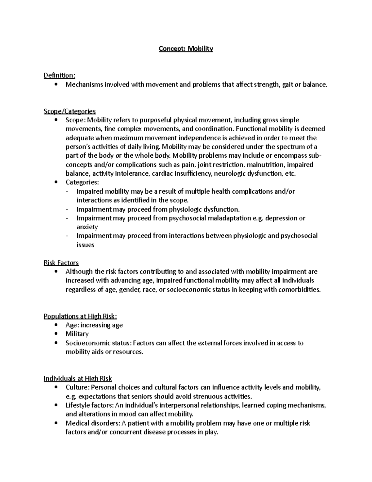 Concept Mobility Concept Mobility Definition Mechanisms involved