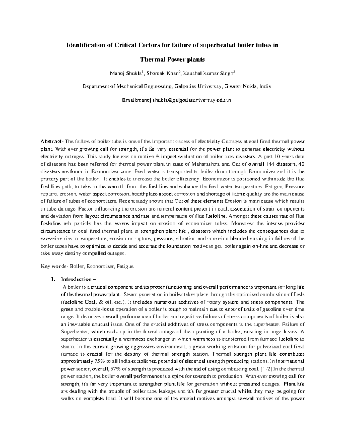 Boiler failure Icmmet Identification of Critical Factors for failure
