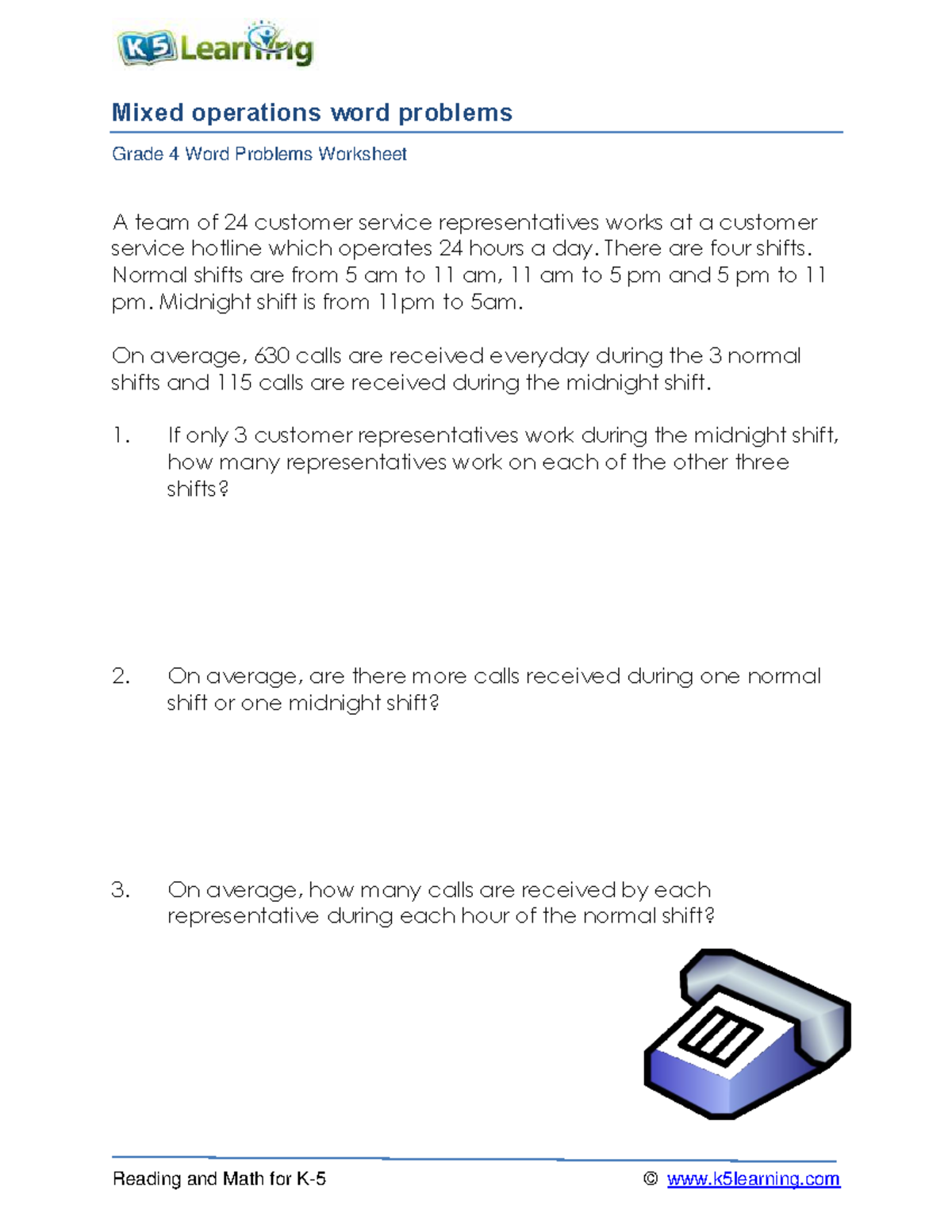 Grade 4 Word Problems Mixed Operations B - Reading And Math For K- 5 ...