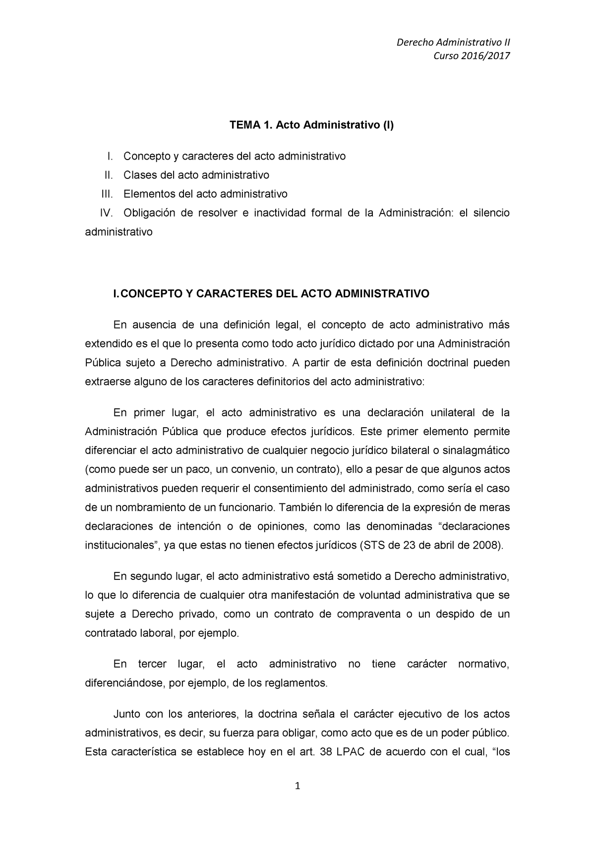 TEMA 1: EL ACTO ADMINISTRATIVO (I) - Derecho Administrativo II Curso ...