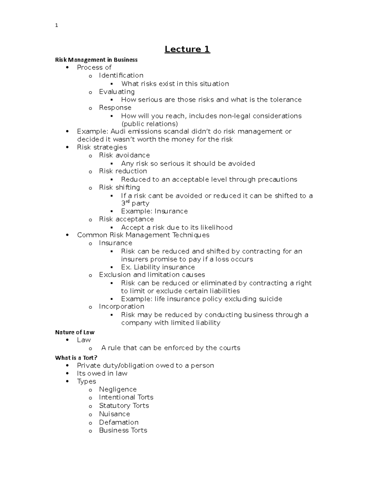 Midterm - Textbook and lecture materials - Lecture 1 Risk Management in ...