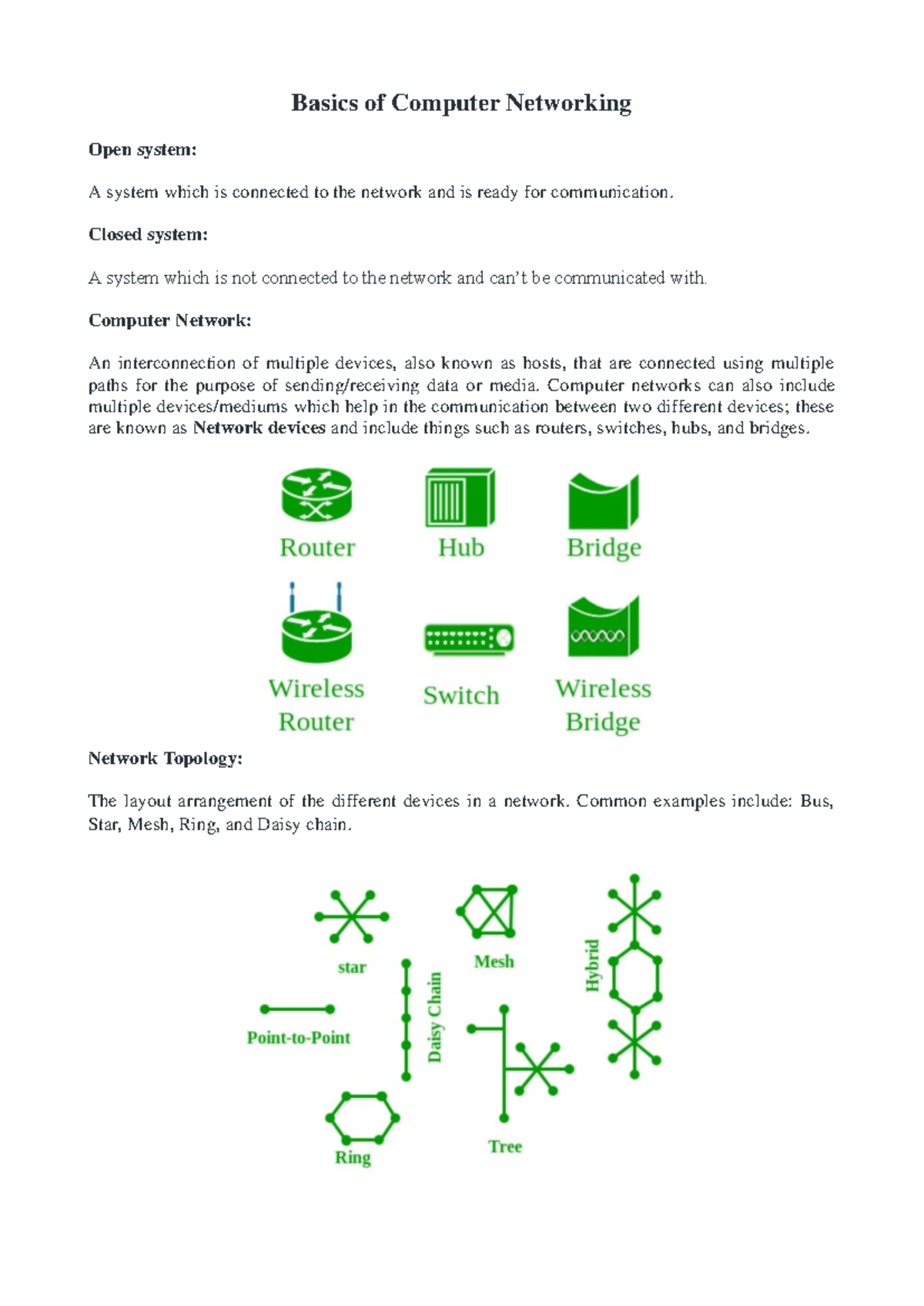 Introduction to Networking - Basics of Computer Networking Open system ...