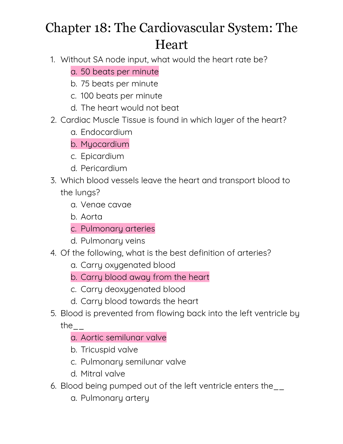 Quiz - The Circulatory System